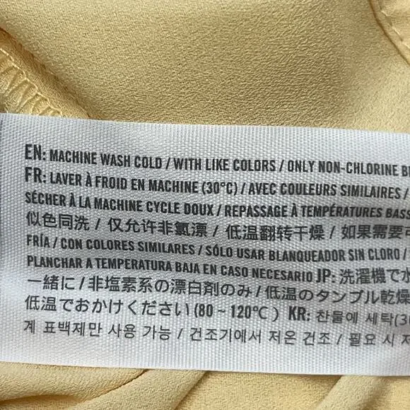 Abercrombie & Fitch Babydoll Dress Smocked Yellow Floral Size M Y2K Cottagecore - Picture 16 of 16